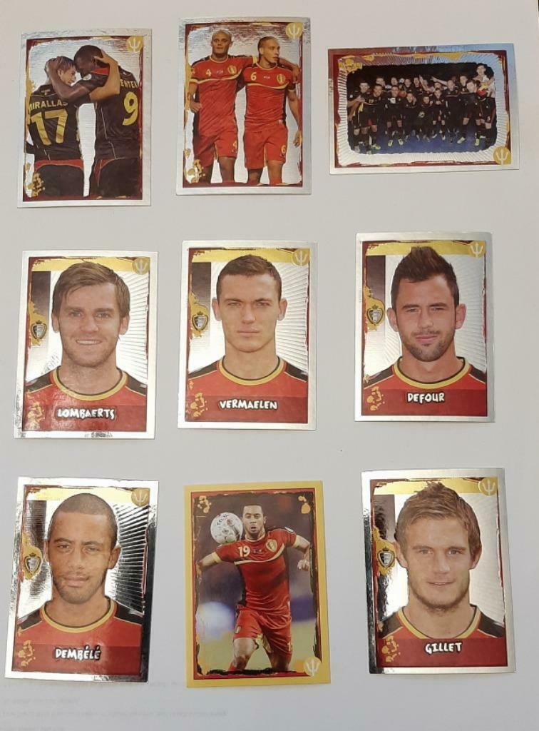 22 panini stickers Belgische rode duivels gele rand 2014, Verzamelen, Ophalen of Verzenden