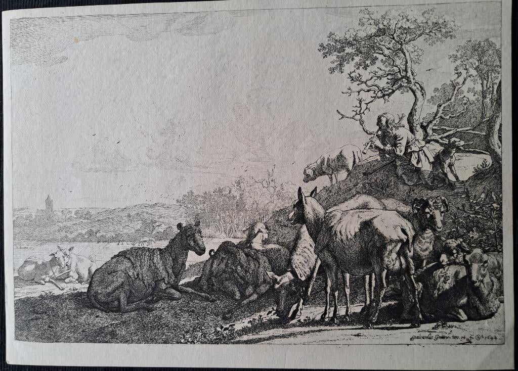 Paulus Potter 1625 - 1654 gravure « Le berger » de 1644, Enlèvement ou Envoi