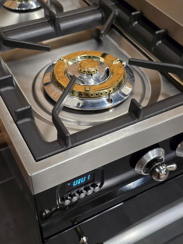 🔥Poêle Boretti de luxe 90 cm en acier inoxydable noir bril, Gaz, Classe énergétique A ou plus économe, Enlèvement ou Envoi, 85 à 90 cm