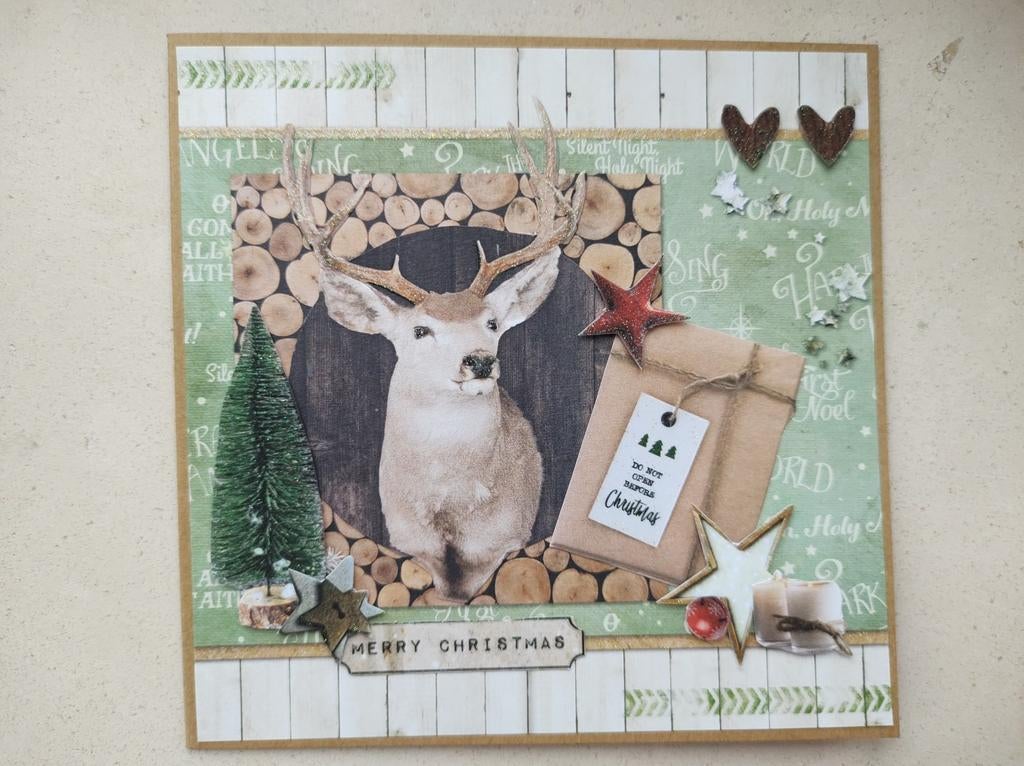 Zelfgemaakte kerstkaart met omslag, Enlèvement ou Envoi, Neuf, Noël