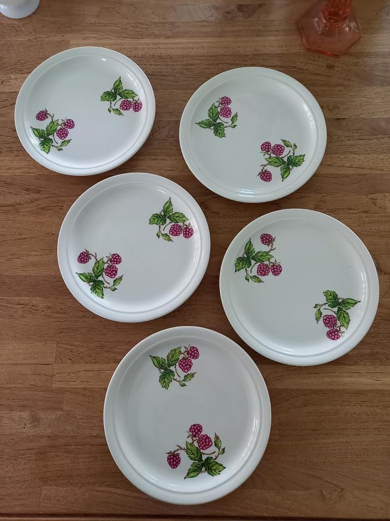 5 dessertborden met bessen Ditmar-Urbach, Antiek en Kunst, Ophalen of Verzenden