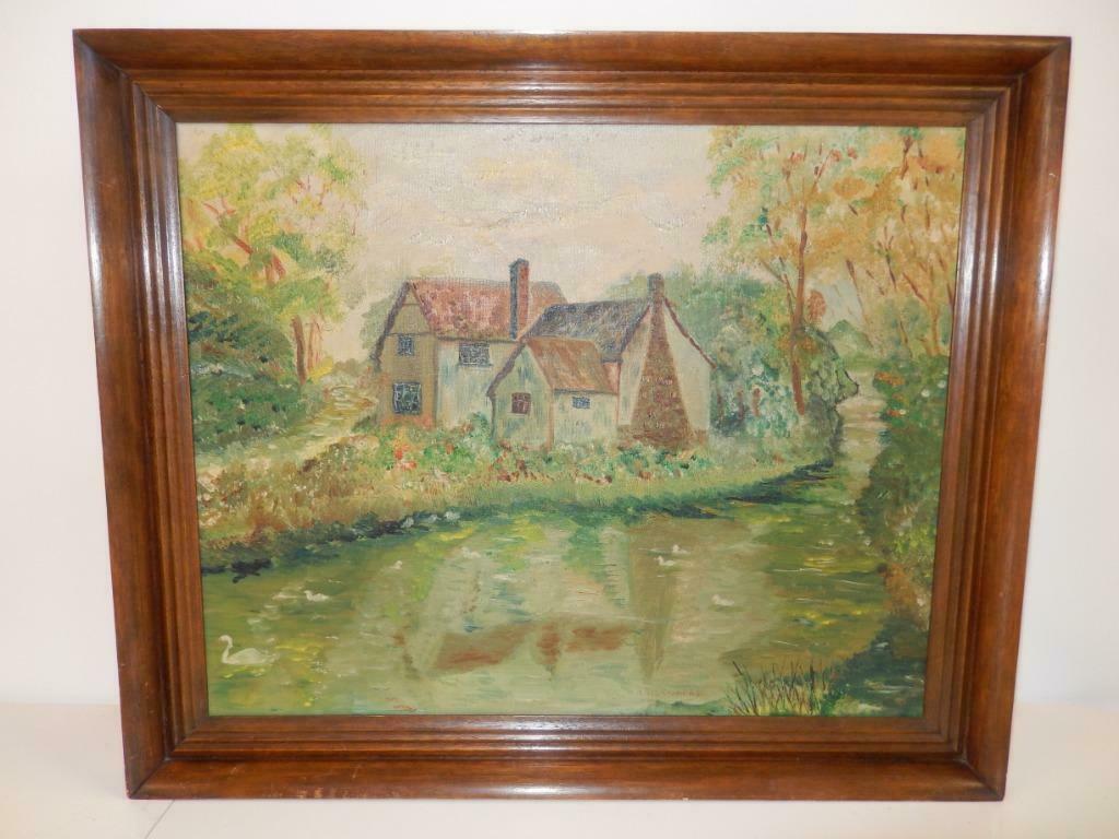 SCHILDERIJ A. RICKWAERT "VIJVER MET BOERDERIJ", Ophalen of Verzenden