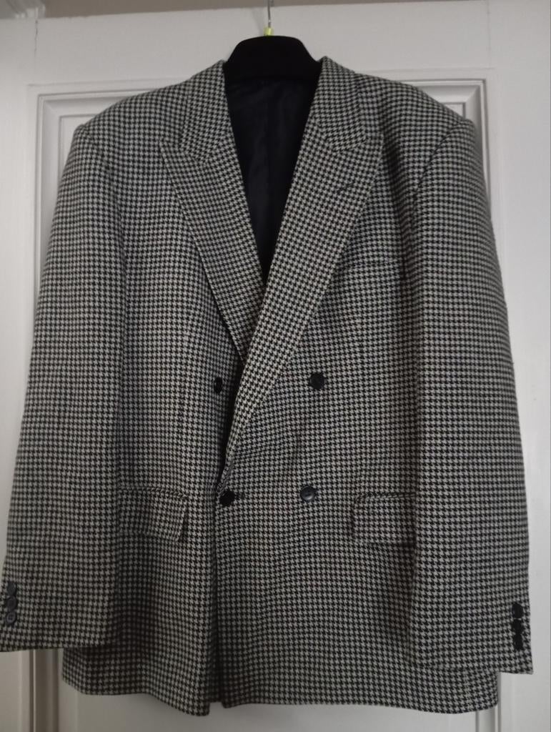 Blazer pied de poule noir et blanc, taille 54, Enlèvement ou Envoi, Taille 52/54 (L), Blanc