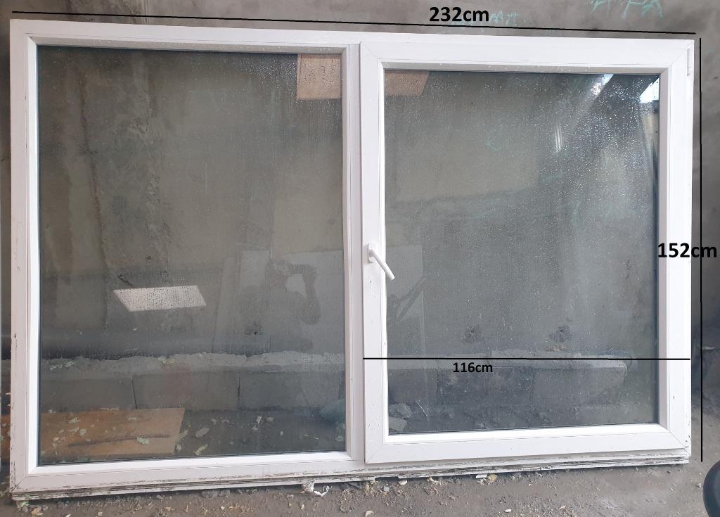 Grande fenêtre en PVC double vitrage 232x152, Double vitrage, 160 cm ou plus, 120 à 160 cm, Comme neuf