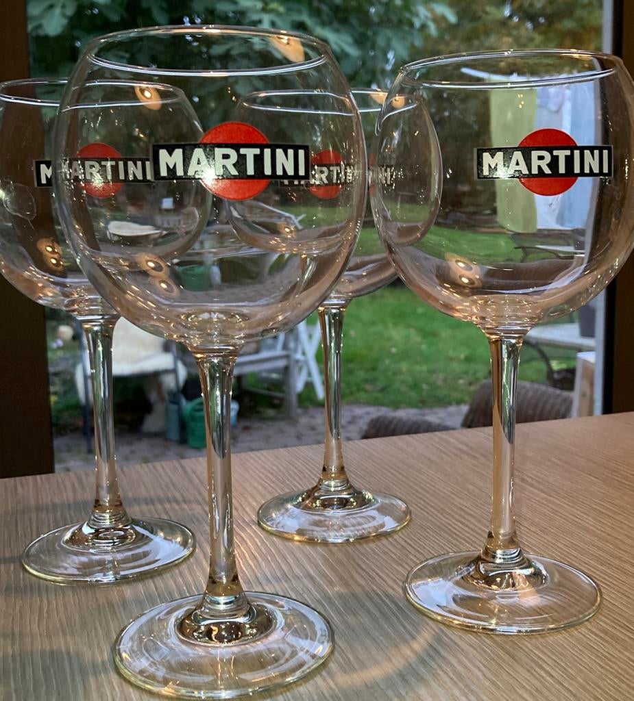 4 vintage Martini bolglazen, Ophalen of Verzenden, Zo goed als nieuw