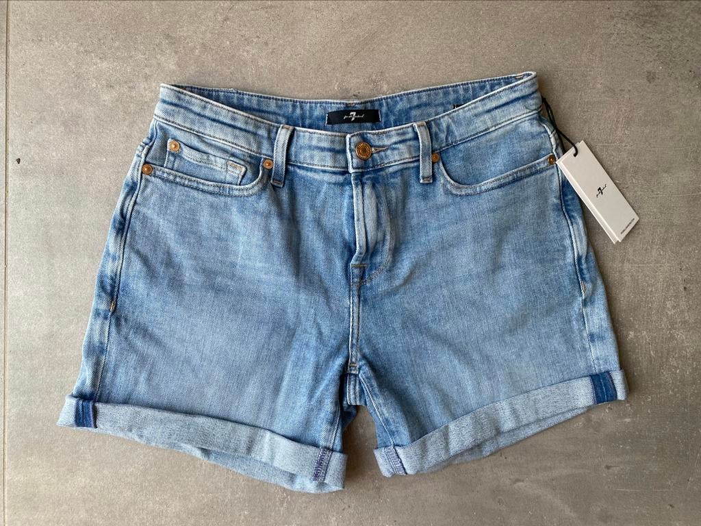 7 for all mankind - Jeansshort dames. Maat 27. Nieuw, Neuf, Enlèvement ou Envoi, W27 (confection 34) ou plus petit, Bleu