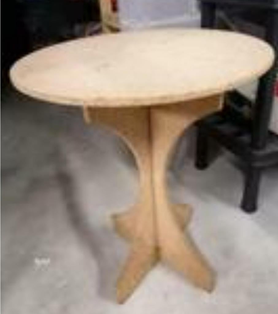 Ronde bijzettafel uit spaanplaat, Ophalen of Verzenden, Gebruikt