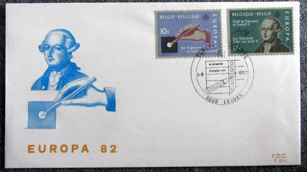 FIRST DAY COVER- THEMA EUROPA- BELGIË  1982, Ophalen of Verzenden, Gestempeld
