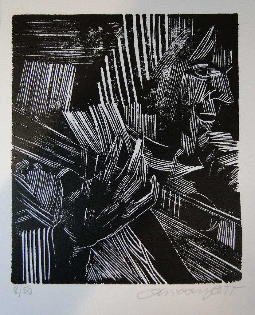 ets *  Gravure * Gitaarspeler, Antiek en Kunst, Kunst | Etsen en Gravures, Ophalen of Verzenden