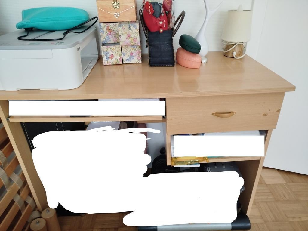 Bureau bois laqué, Enlèvement, Utilisé, Bois