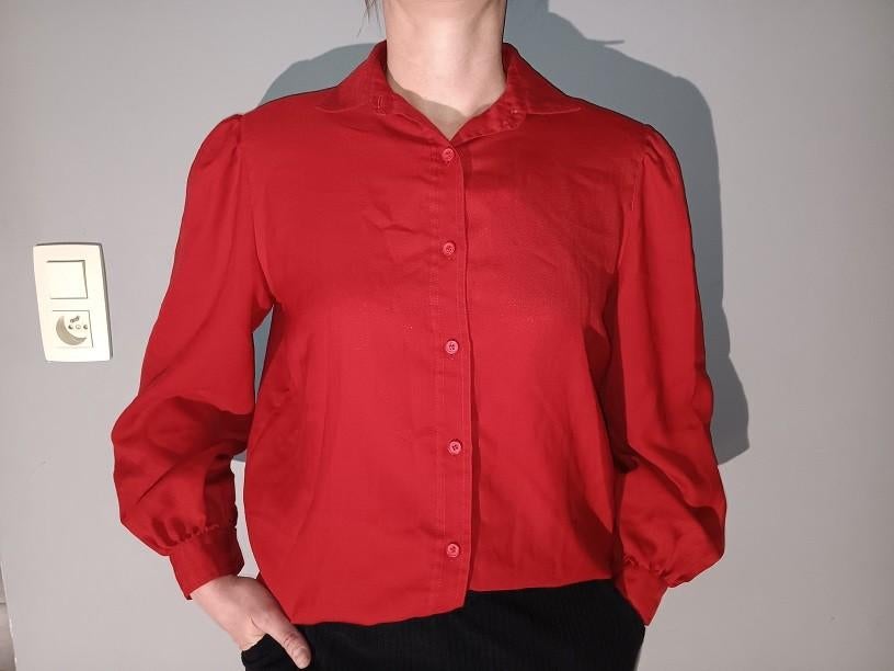 Vintage rood hemd van Guy Laroche, Kleding | Dames, Blouses en Tunieken, Zo goed als nieuw, Maat 38/40 (M), Rood, Ophalen of Verzenden