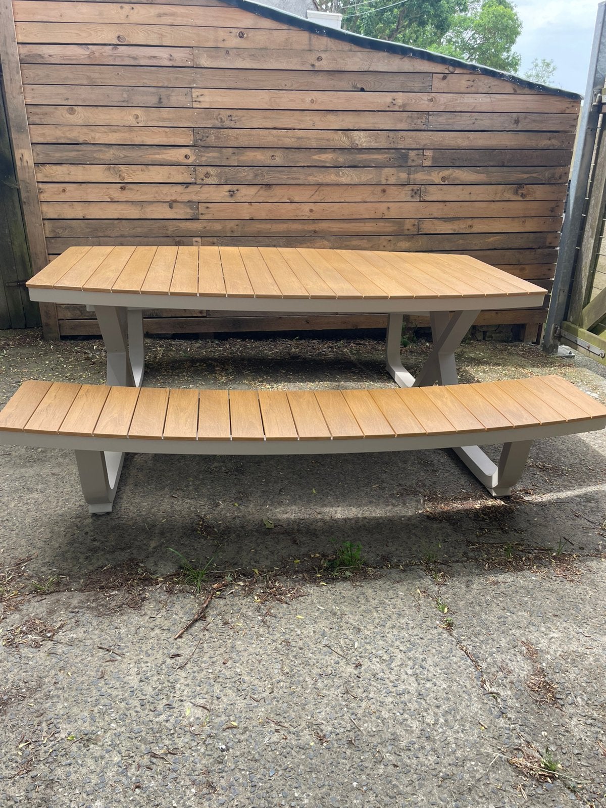 Nieuwe picknicktafel aluminium, Tuin en Terras, Picknicktafels, Ophalen, Zo goed als nieuw, Aluminium