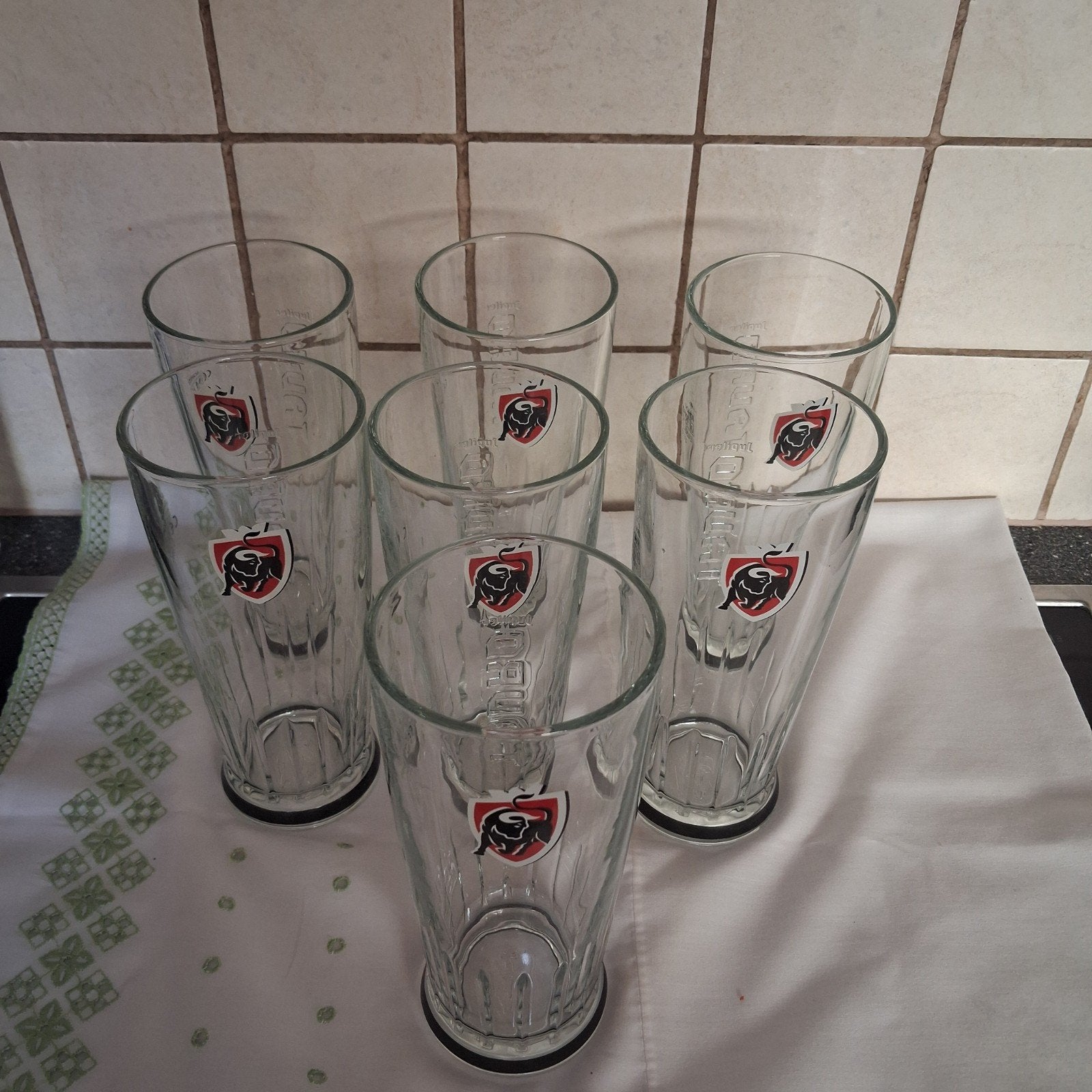 Set de 7 verres à bière Jupiler Tauro (33 cl), Collections, Enlèvement ou Envoi