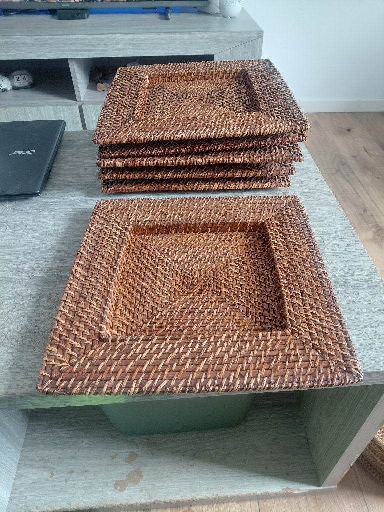 6 set de table en osier forme carre, Maison & Meubles, Enlèvement, Utilisé, Osier