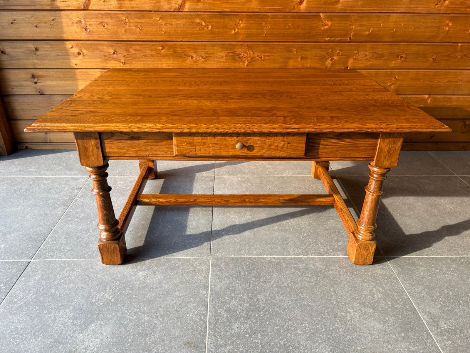 Handmade eiken salontafel, Maison & Meubles, Tables | Tables de salon, 100 à 150 cm, Comme neuf, Enlèvement, 50 à 100 cm