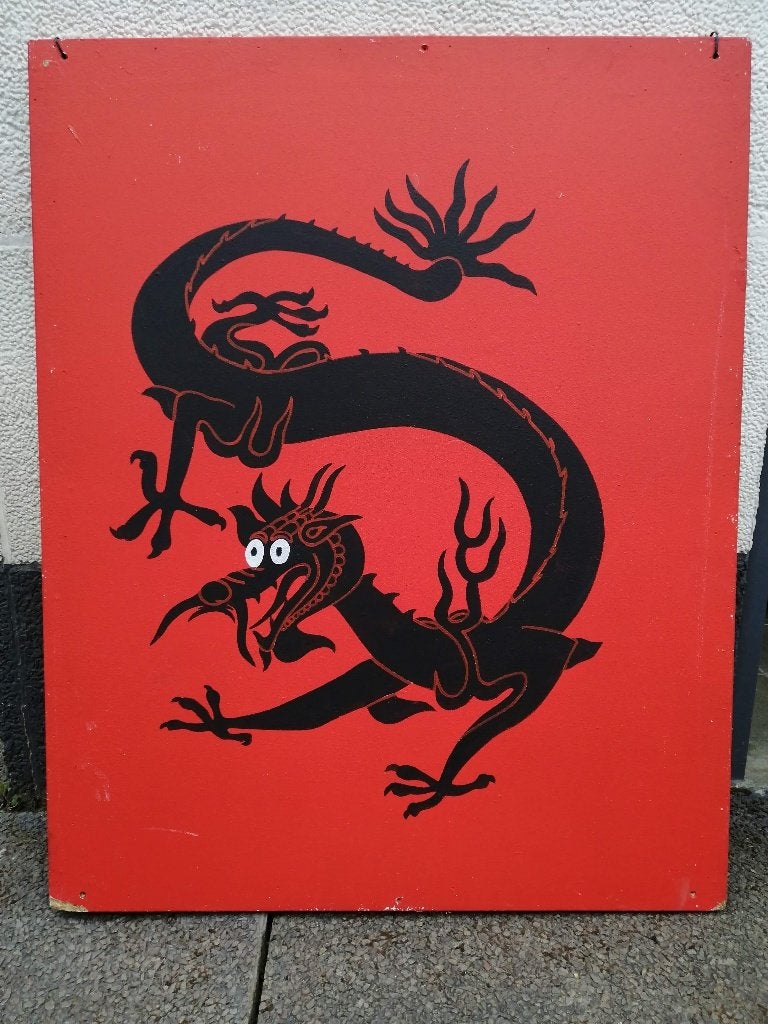Peinture de dragon unique sur l'album « Blue Lotus »/ Tintin, Antiquités & Art, Enlèvement, Toile, Vintage, Peint à la main