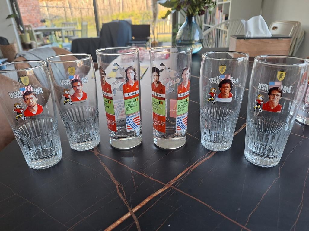 Set 6 Rode Duivels glazen WK 1994, Verzamelen, Ophalen of Verzenden