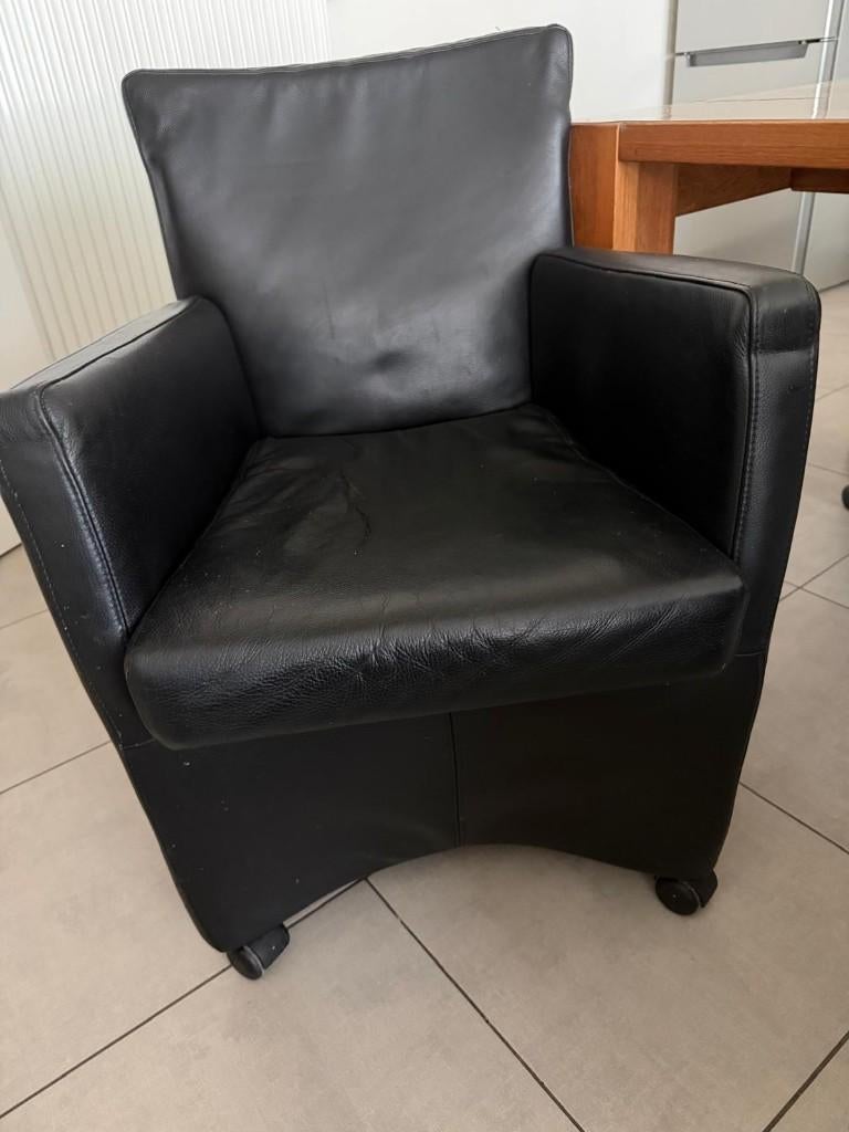 Chaises de cuisine en cuir véritable, Enlèvement ou Envoi, Cuir, Noir, Cinq, Six Chaises ou plus