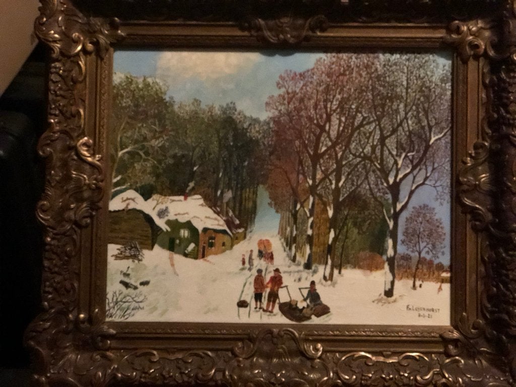 Gesigneerd winterlandschap schilderij F. v. Leijenhorst 1981, Ophalen