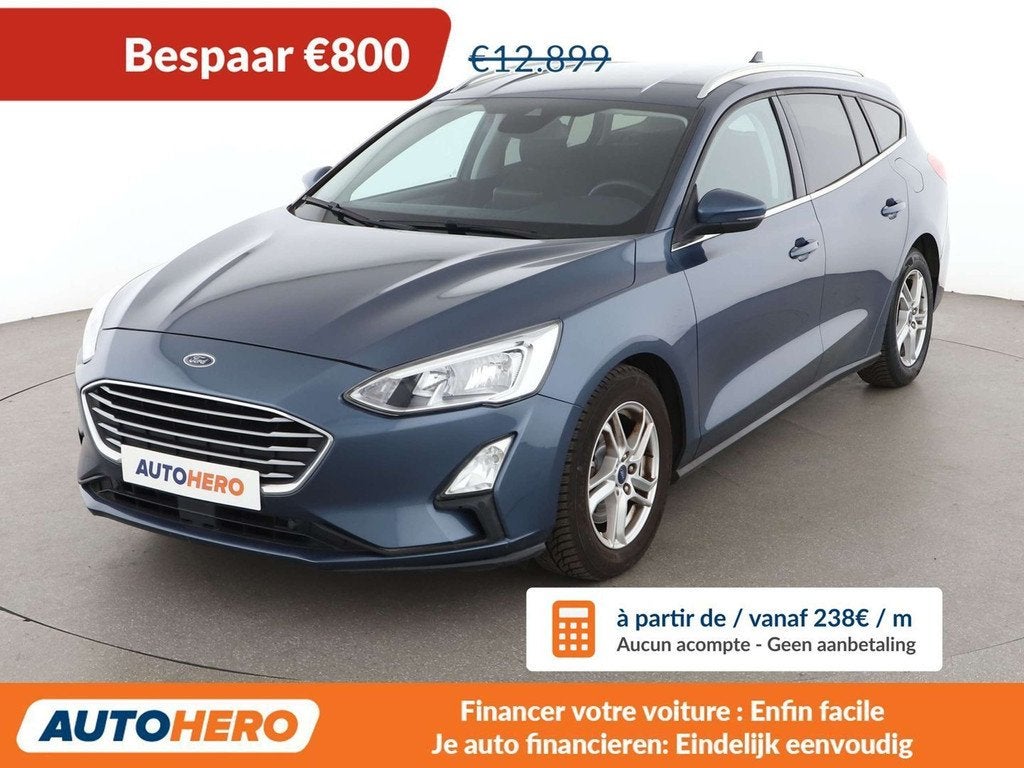 Ford Focus 1.0 EcoBoost Cool&Connect (bj 2019), Auto's, Stof, Gebruikt, Euro 6, Blauw