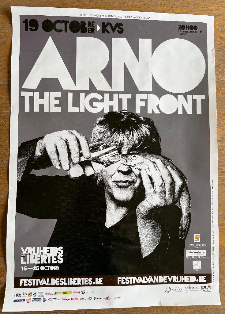 Poster concert Arno The Light Front   2014, Verzamelen, Ophalen, Zo goed als nieuw, Muziek