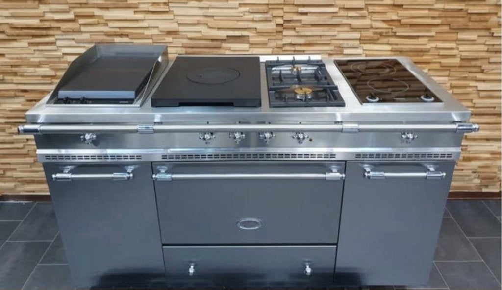 Luxe Lacanche Fornuis 150cm rvs Coupe de Feu Grill, Ophalen, 60 cm of meer, Zo goed als nieuw, Energieklasse A of zuiniger