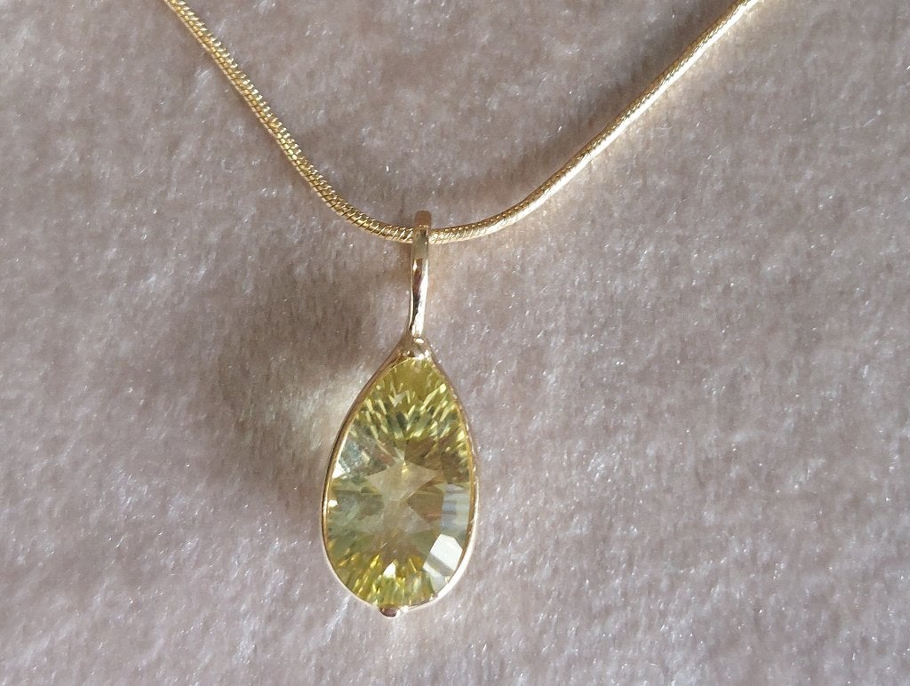 Halsketting en hanger in 18k goud en citrien, Ophalen of Verzenden, Goud, Goud, Met edelsteen