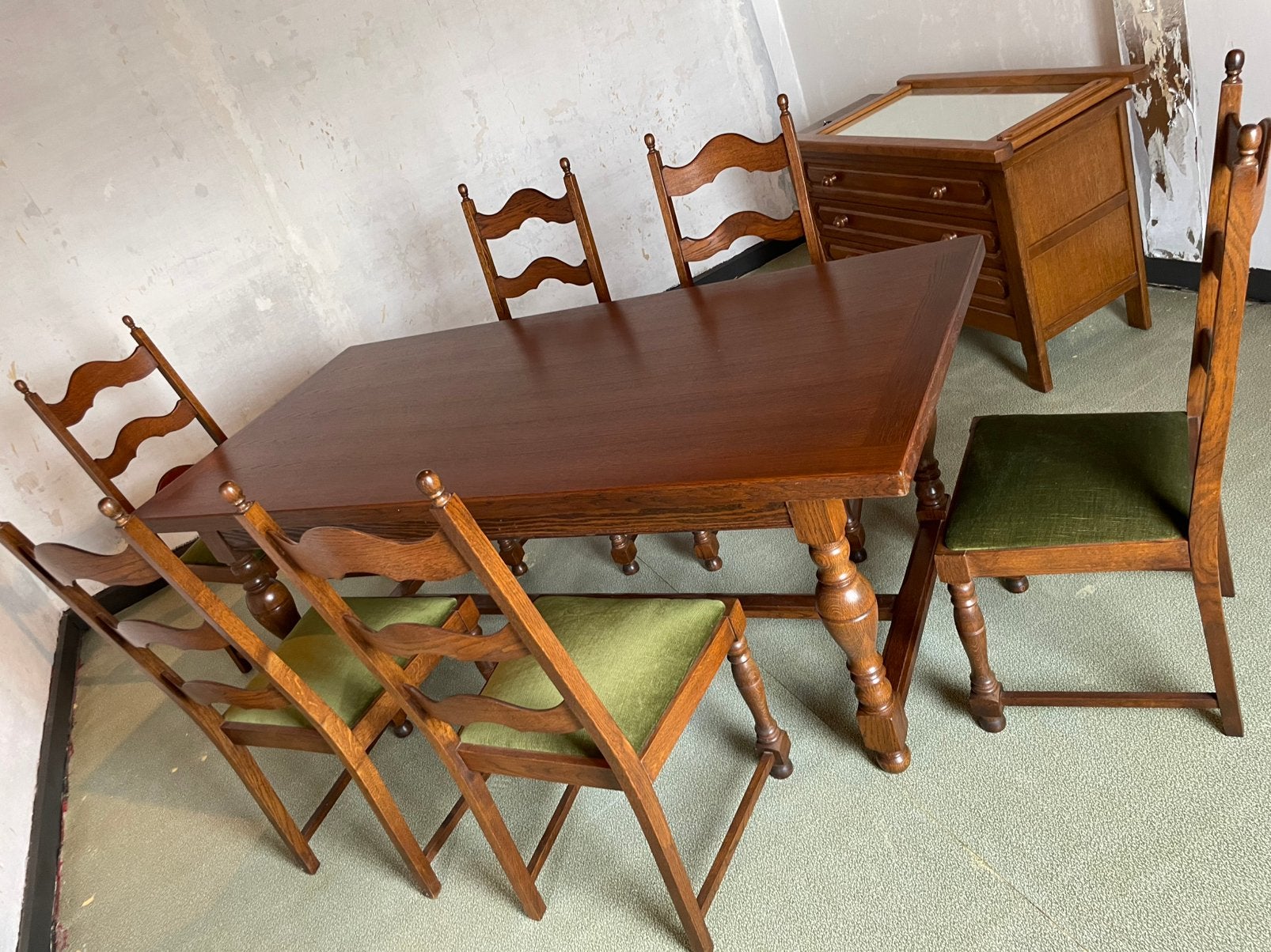 Table + 6 chaises chêne clair, Ophalen, Zo goed als nieuw