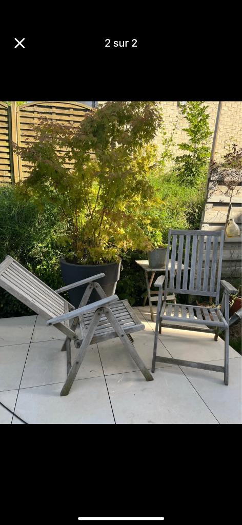 Chaises en teck, Tuin en Terras, Tuinstoelen, Ophalen, Gebruikt, Teakhout, Inklapbaar