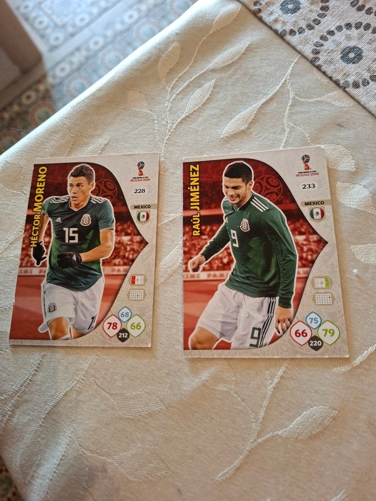 2 Voetbalkaarten/Panini/Mexico/FIFA World Cup 2018, Verzamelen, Ophalen of Verzenden, Zo goed als nieuw, Spelerskaart