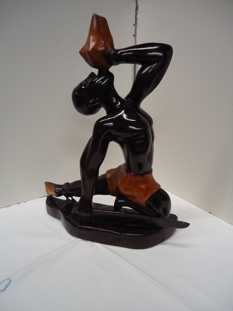 HOUTEN BEELD SLAVENARBEID, Antiek en Kunst, Gepatineerd, Ophalen of Verzenden, Beeld, Hout