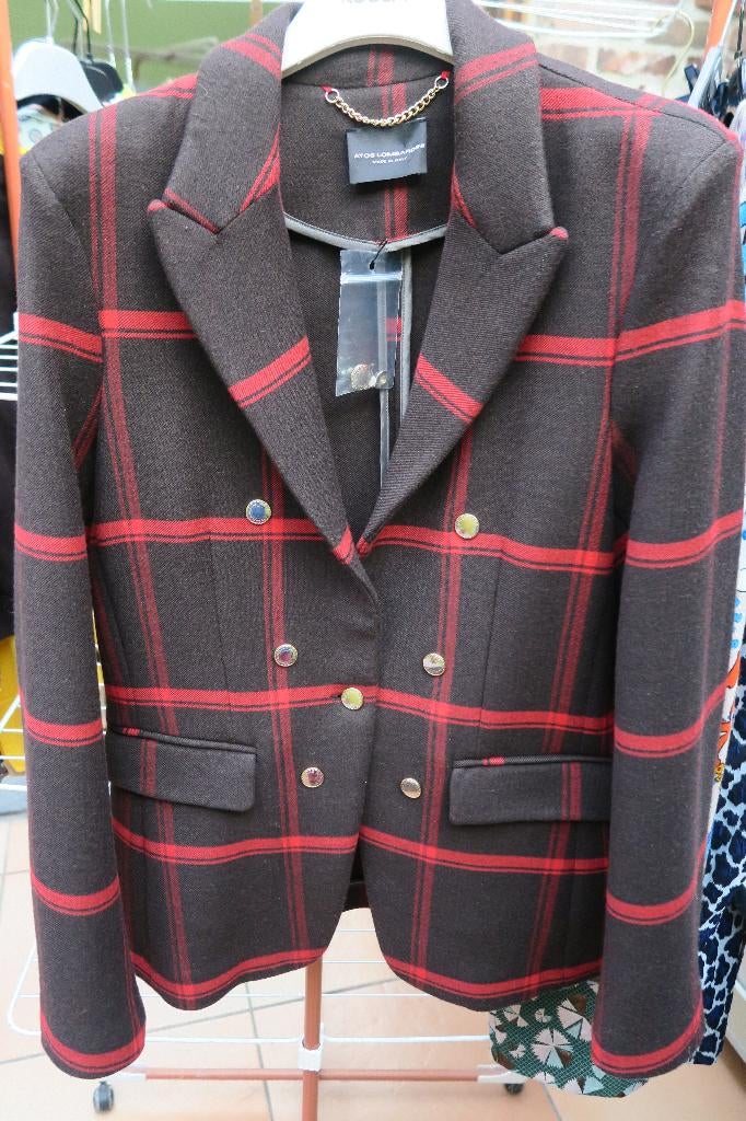 Jas nieuw ruit bruin rood Atos Lombardini mt 44, Kleding | Dames, Jassen | Winter, Overige kleuren, Atos Lombardini, Maat 42/44 (L)