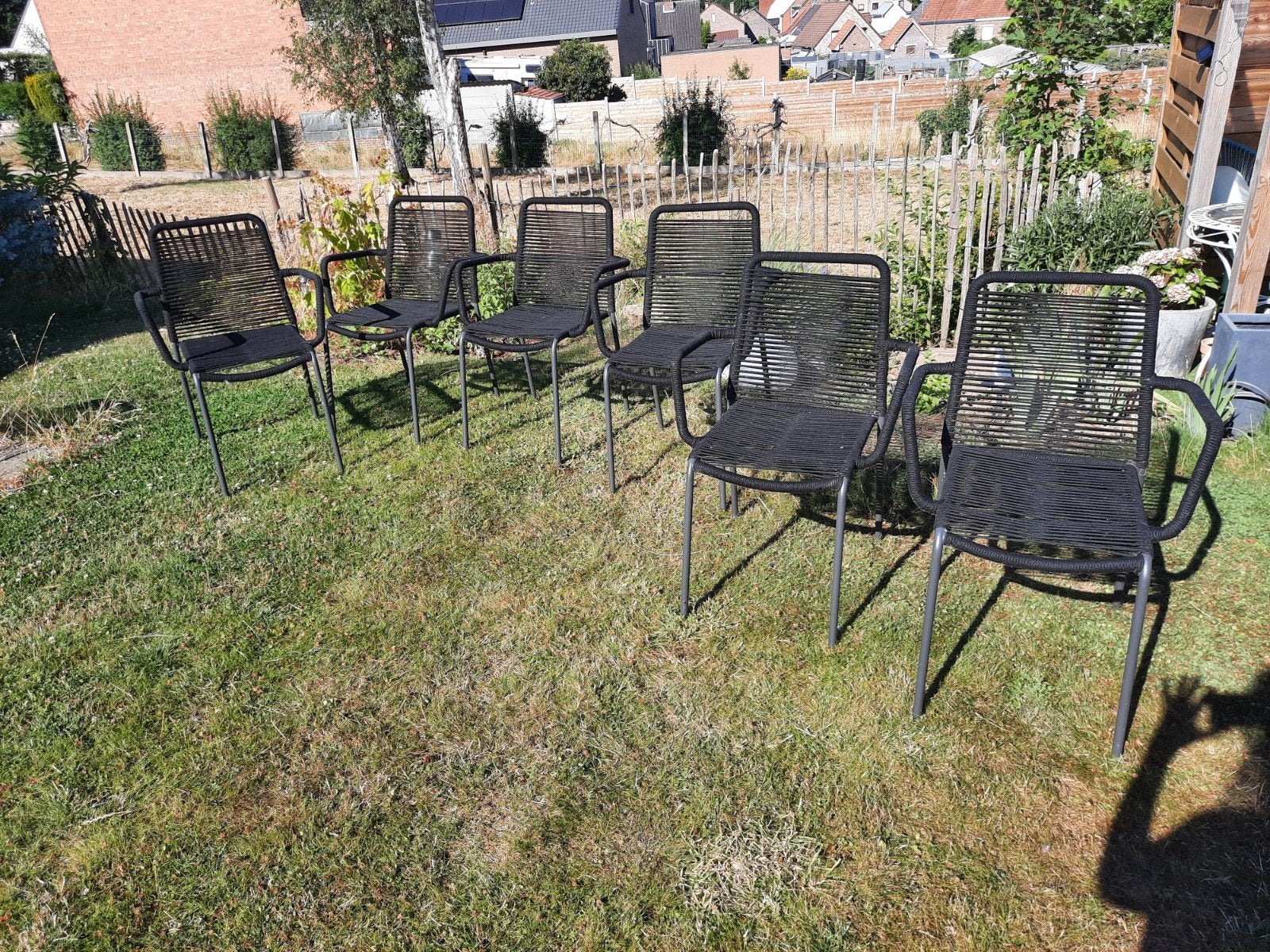 Tuinstoelen aluminium met geweven zitting zwart polyester., Ophalen, Aluminium