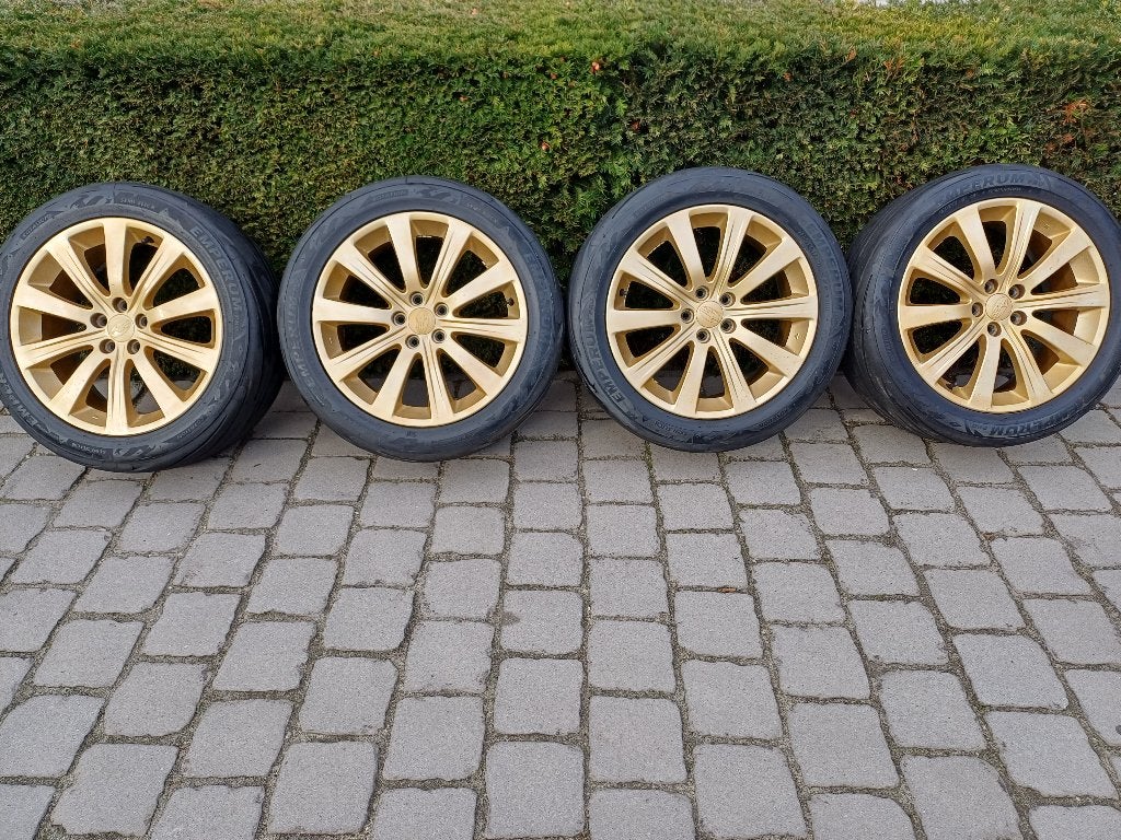 Jantes  dore 17 pouces 5 x 100 nouveaux pneus semi- Slicks, Neuf, Véhicule de tourisme, Pneus été, Enlèvement