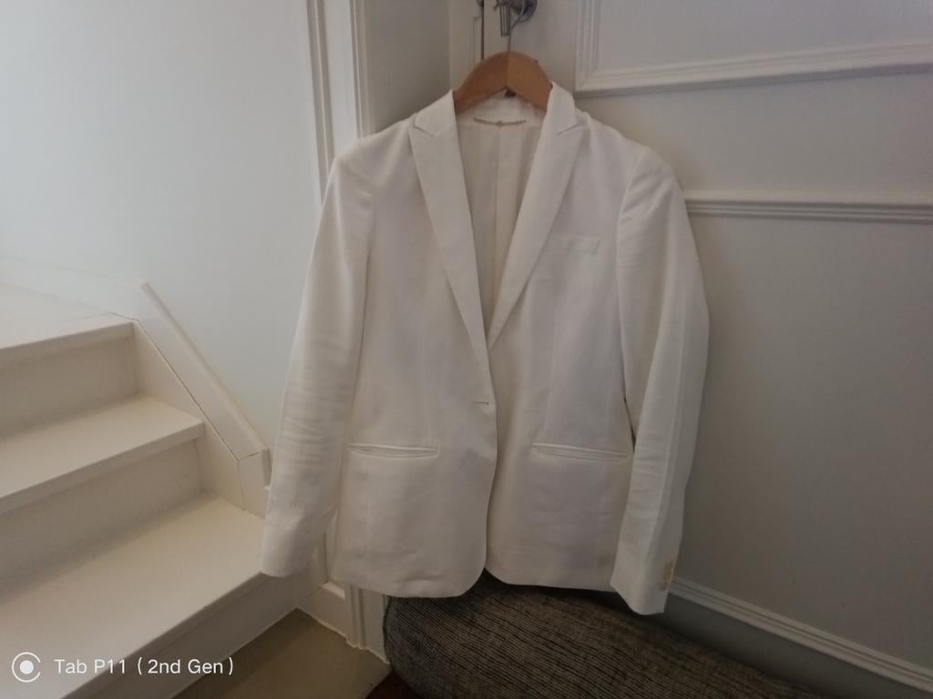Witte linnen blazer Massimo dutti maat 40 als nieuw, Ophalen, Maat 38/40 (M)