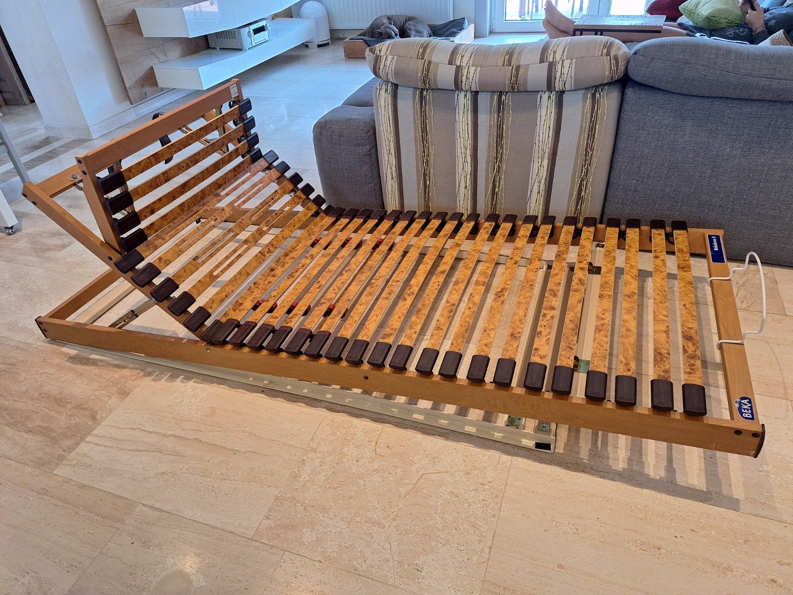 sommier 90x220 ajustables tête et pieds, 90 cm, Enlèvement, Sommier, 220 cm