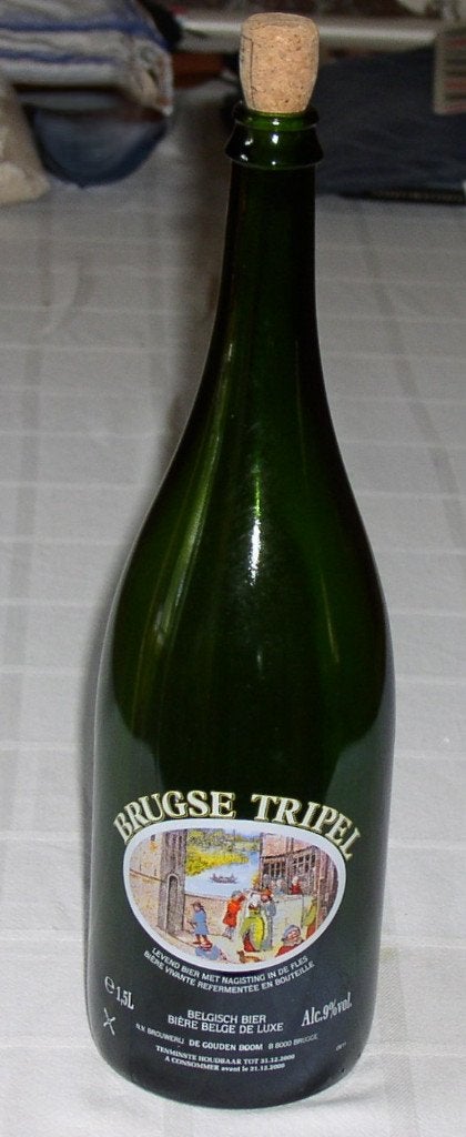 Maxi (1,5 l) lege bierfles 'Brugse Tripel'  De Gouden Boom, Verzamelen, Ophalen of Verzenden, Gebruikt, Flesje(s), Overige merken