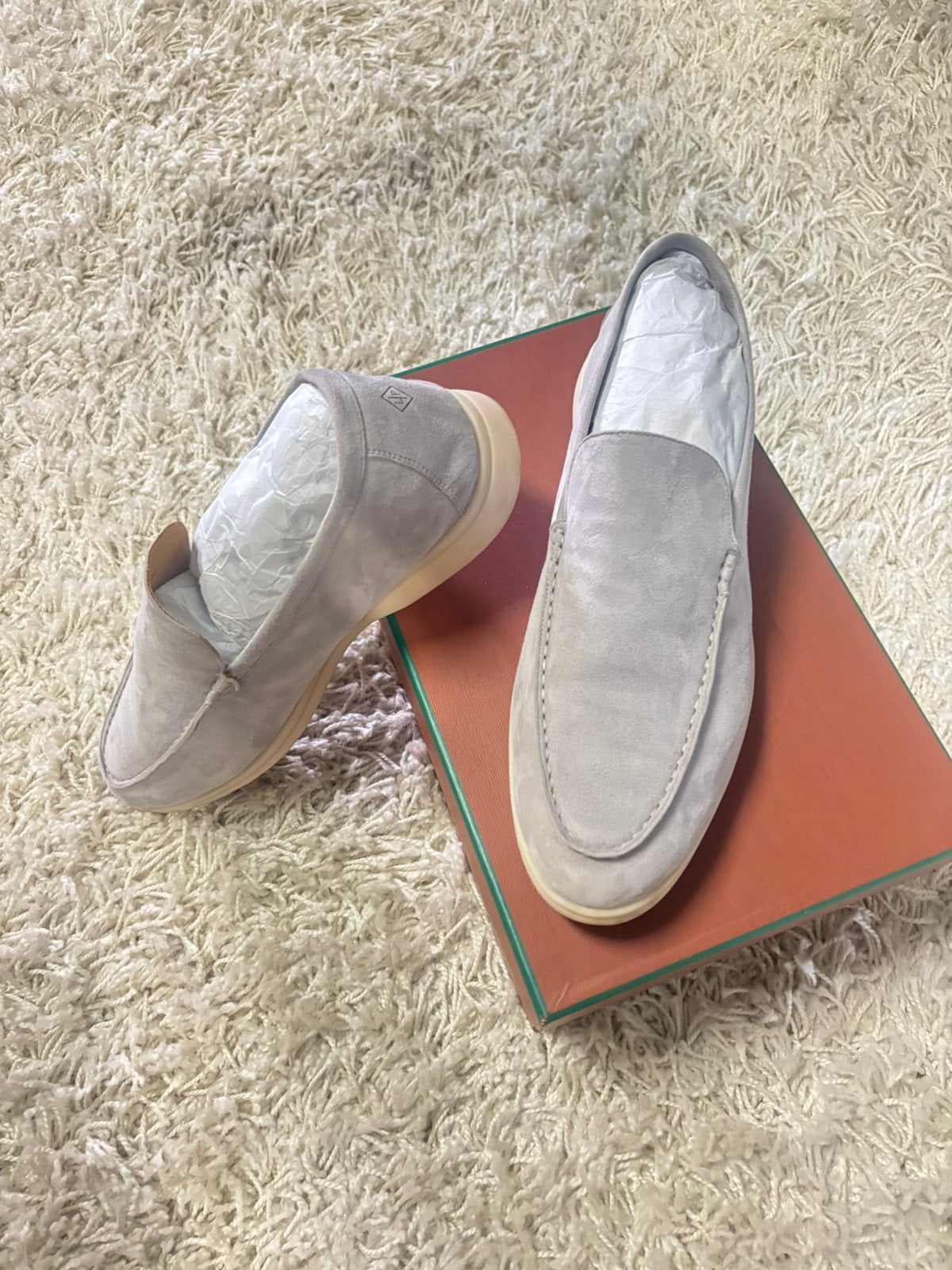 Loro Piana Summer Walk Loafers – Light Grey Suede, Kleding | Heren, Schoenen, Ophalen, Zo goed als nieuw, Loafers