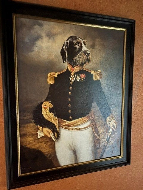 Imprimer/peindre un chien en uniforme, Comme neuf, Enlèvement, Création originale, Peinture