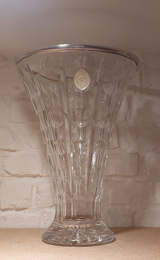 Wolfers Frères - Kristallen Vaas met Zilver Rand - 31.5 cm, Antiek en Kunst, Antiek | Zilver en Goud, Ophalen, Zilver