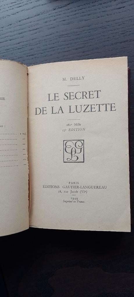Livre Le secret de la Luzette, Enlèvement, Utilisé, Delly M.