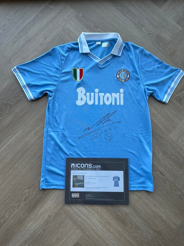 Hand gesigneerd shirt Diego Armando Maradona, ICONS COA, Verzamelen, Sportartikelen en Voetbal, Ophalen of Verzenden, Nieuw, Shirt