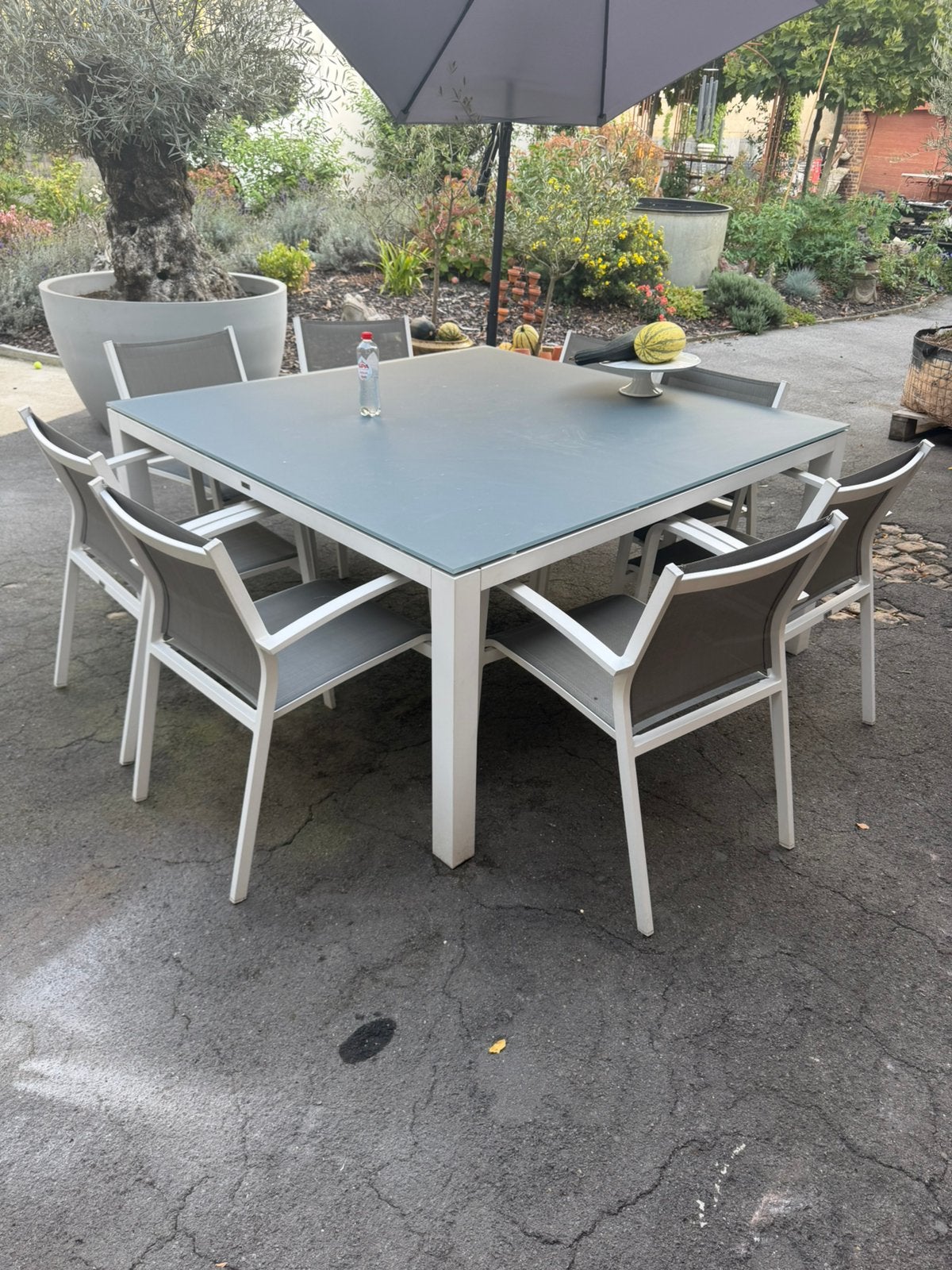 Table de jardin et 8 chaises bistrol, Jardin & Terrasse, Enlèvement, Comme neuf, Aluminium