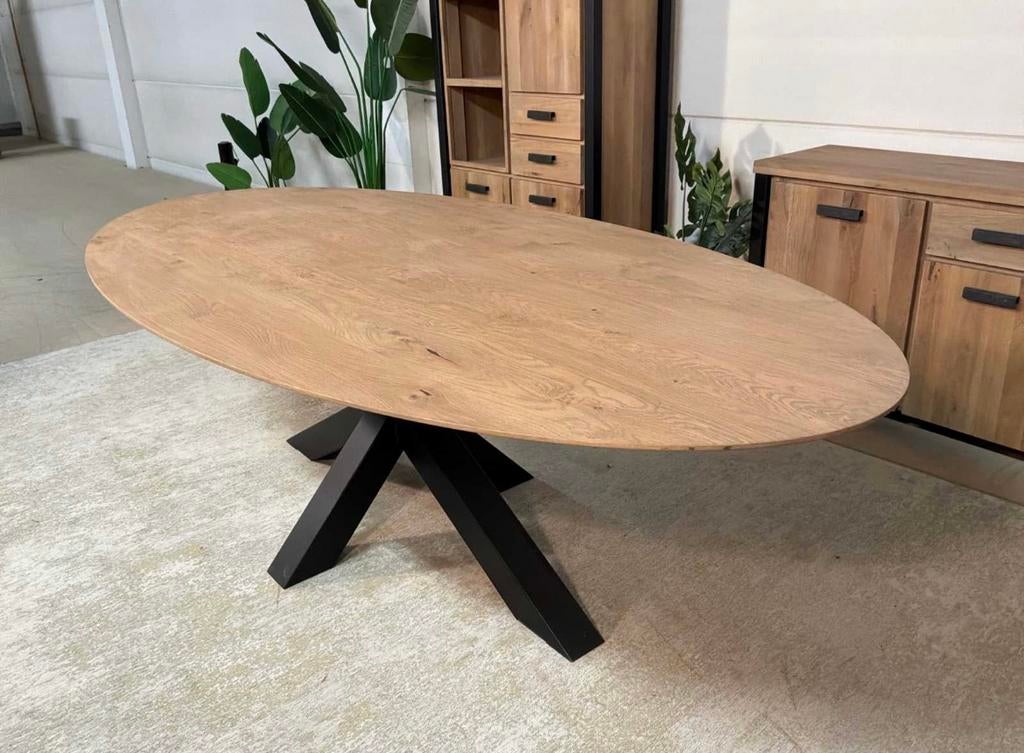 Table en chêne massif 240 x 120cm, 100 tot 150 cm, Eikenhout, Ophalen of Verzenden, Ovaal