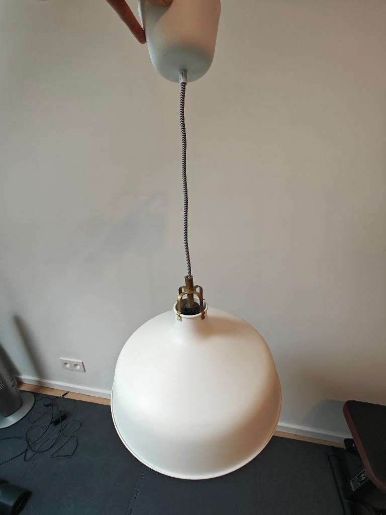Luminaire suspendu métal blanc, Maison & Meubles, Lampes | Suspensions, Moins de 50 cm, Enlèvement, Utilisé, Industriel