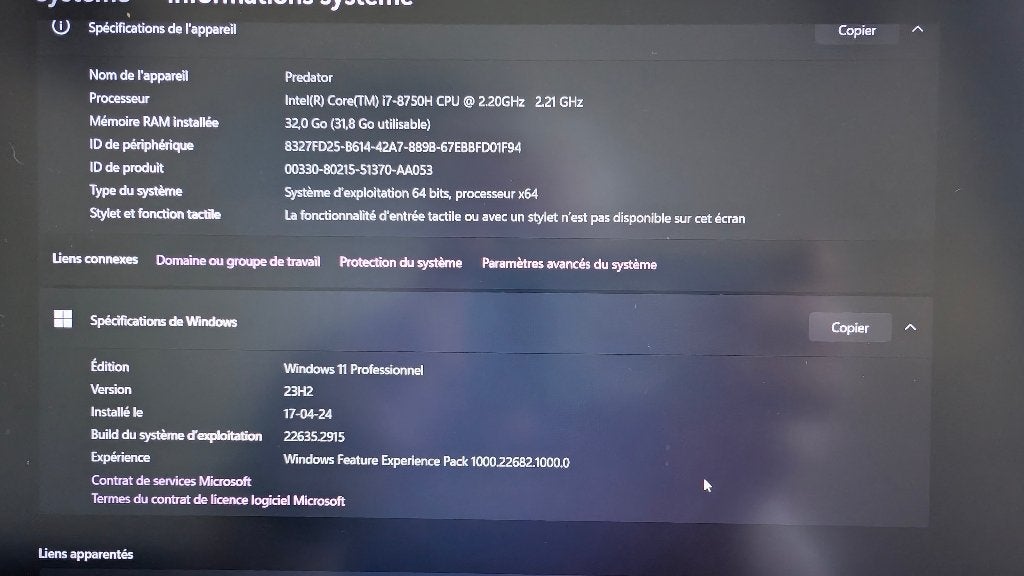 Acer Predator Helios 300 32G RAM  SSD 2T, 2 TB, Utilisé, Gaming, SSD