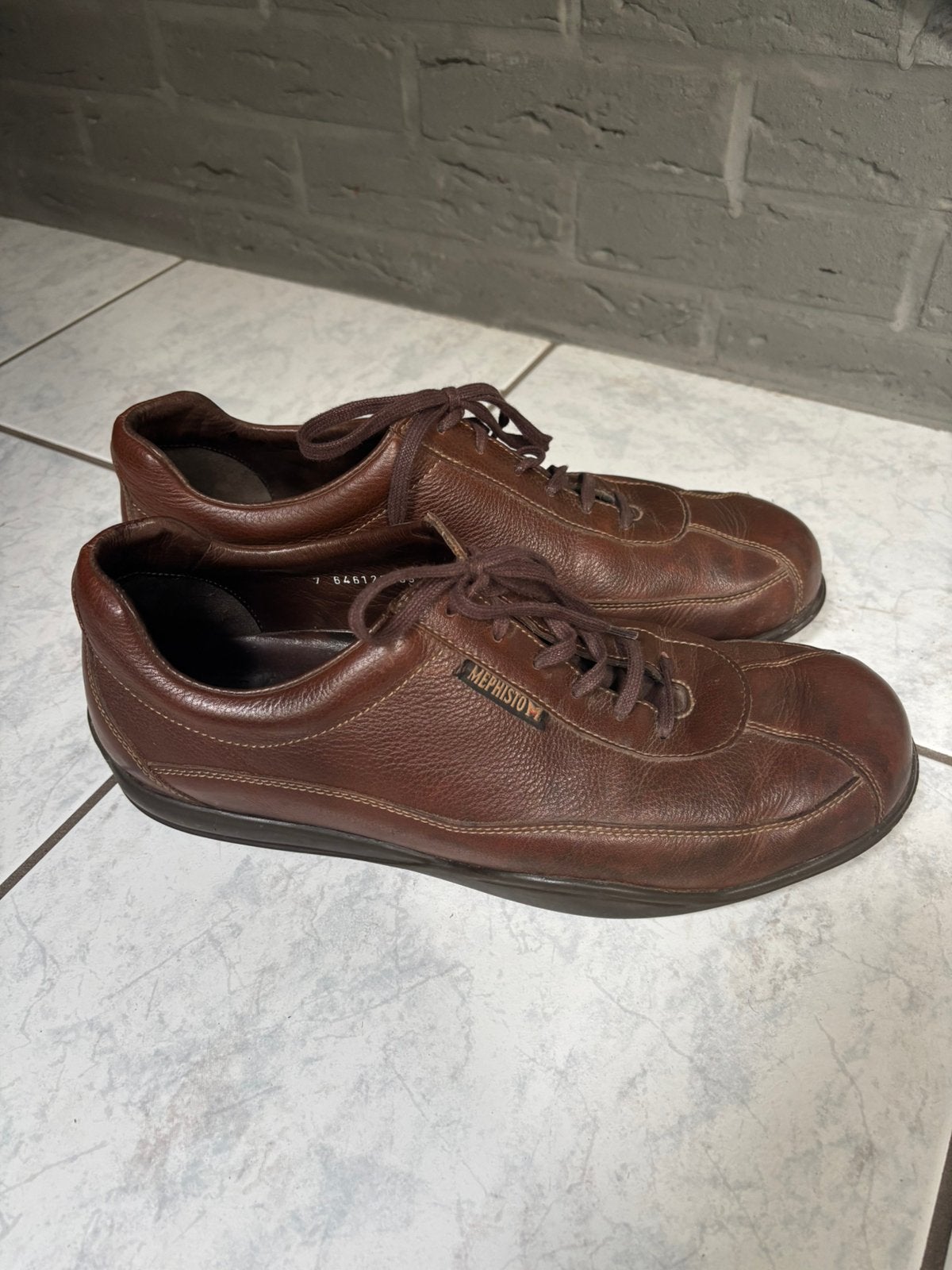 Bruine heren schoenen merk mephisto leer maat 44, Bruin, Ophalen of Verzenden, Zo goed als nieuw, Veterschoenen