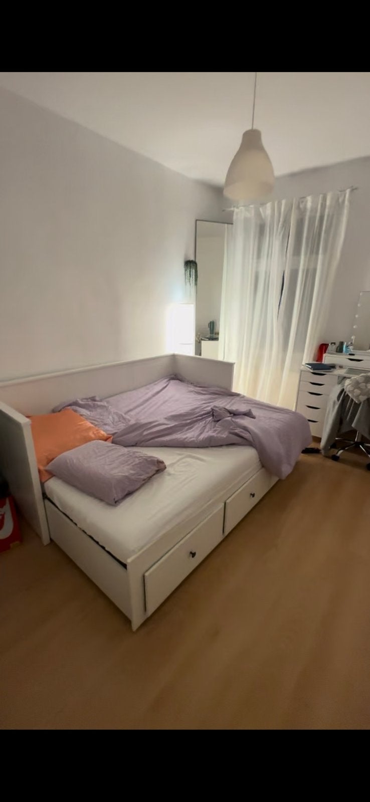 Lit IKEA Hemnes + 2 matelas, Maison & Meubles, Enlèvement, Utilisé, 200 cm, Blanc
