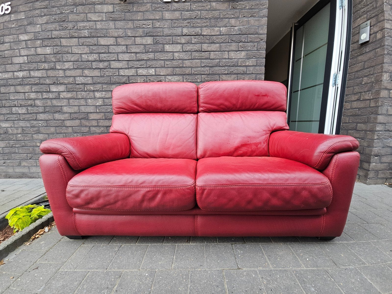 Zetel - Twee-zit en drie-zit Rood, Ophalen, Gebruikt, Driepersoons, Leer