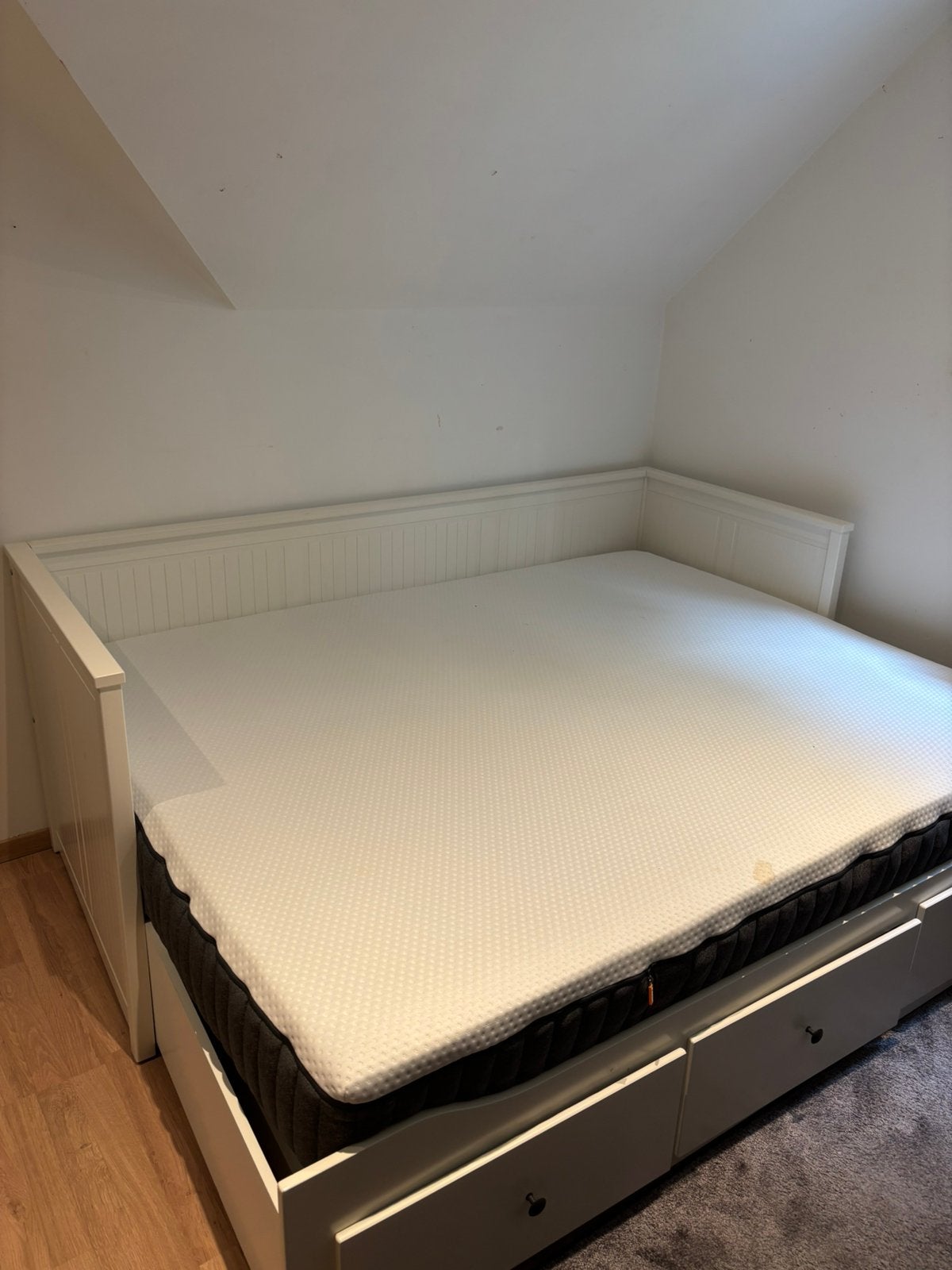 Lit double blanc IKEA avec rangements, Comme neuf, Enlèvement, Deux personnes, 160 cm